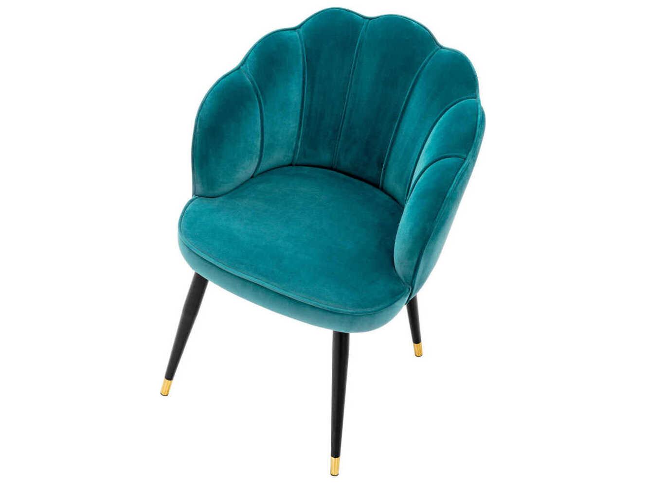 Eichholtz Bristol Black Velvet Upholstered Arm Dining Chair