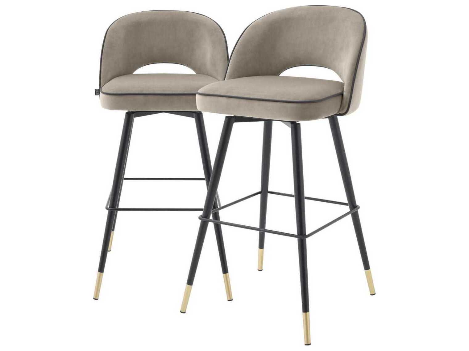 Eichholtz Cliff Velvet Upholstered Swivel Bar Stool Set of 2