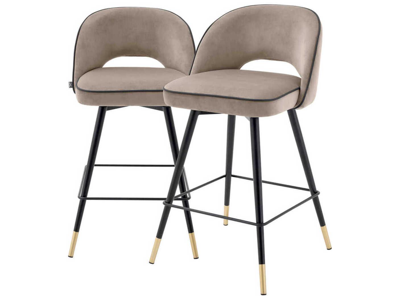Eichholtz Cliff Velvet Upholstered Swivel Counter Stool Set of 2