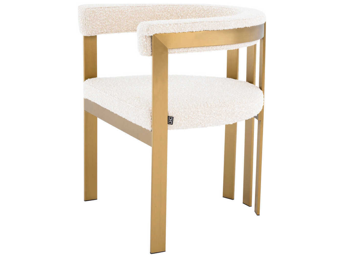 Eichholtz Clubhouse Gold Upholstered Arm Dining Chair