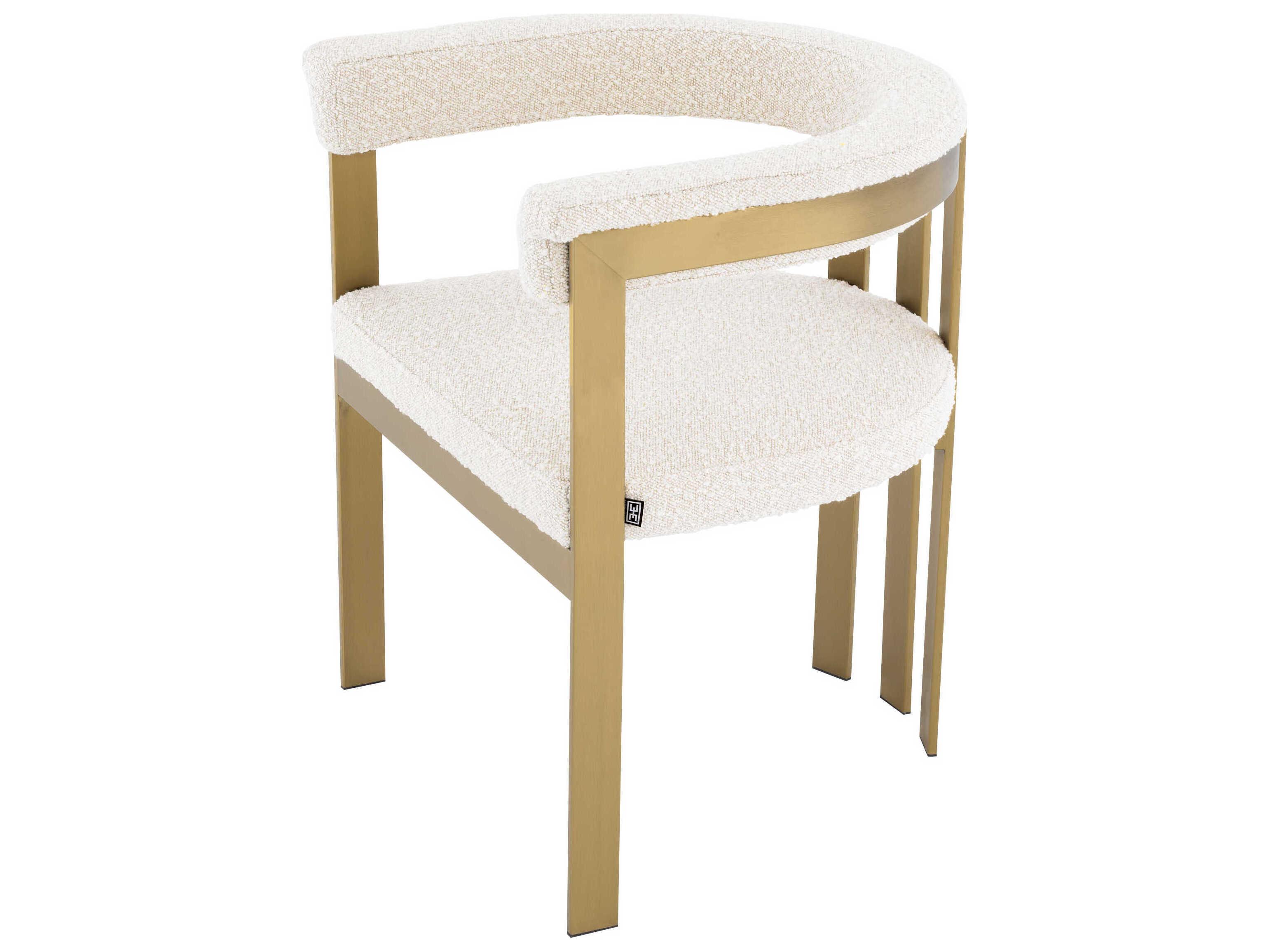 Eichholtz Clubhouse Gold Upholstered Arm Dining Chair