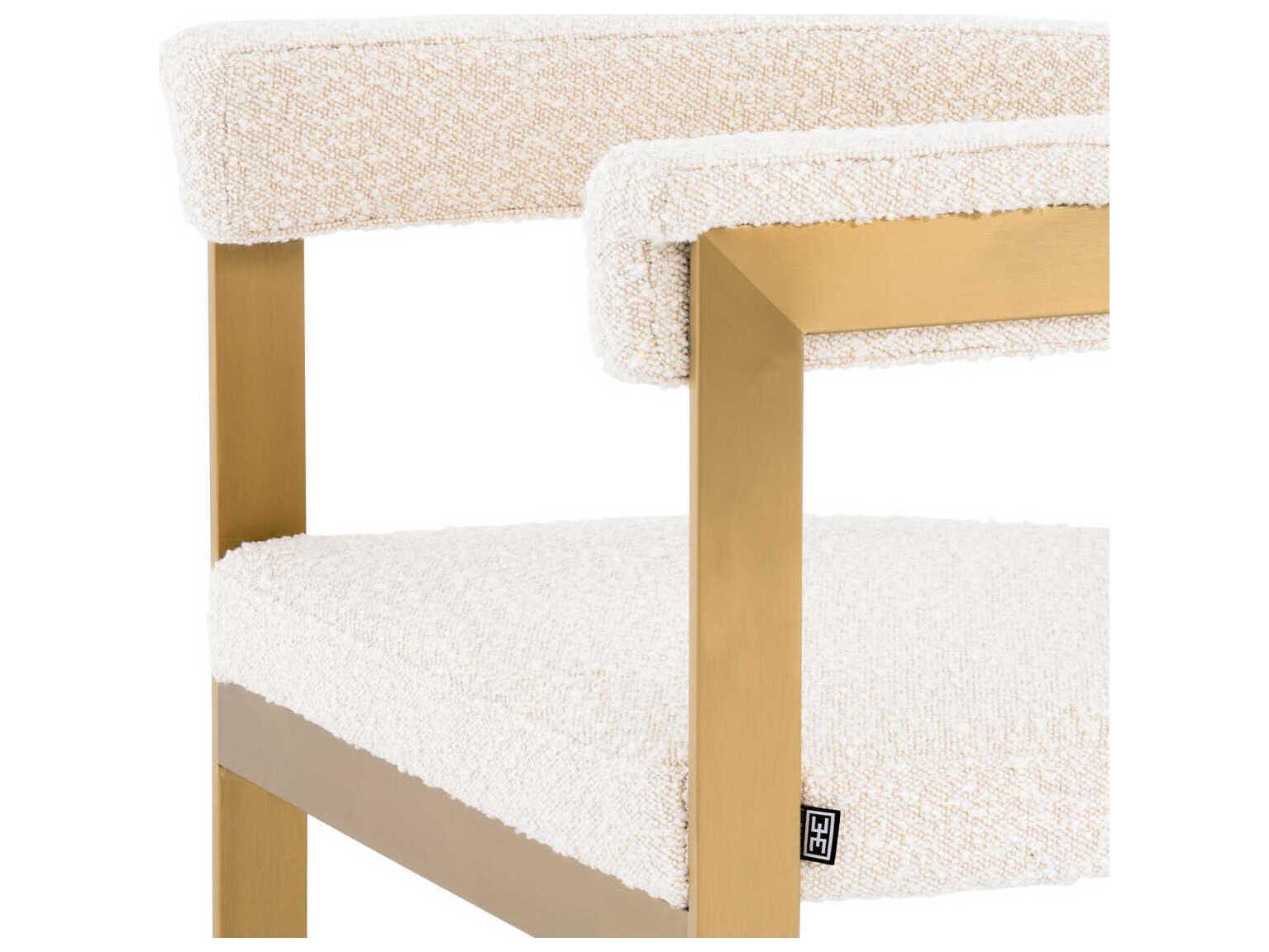 Eichholtz Clubhouse Gold Upholstered Arm Dining Chair