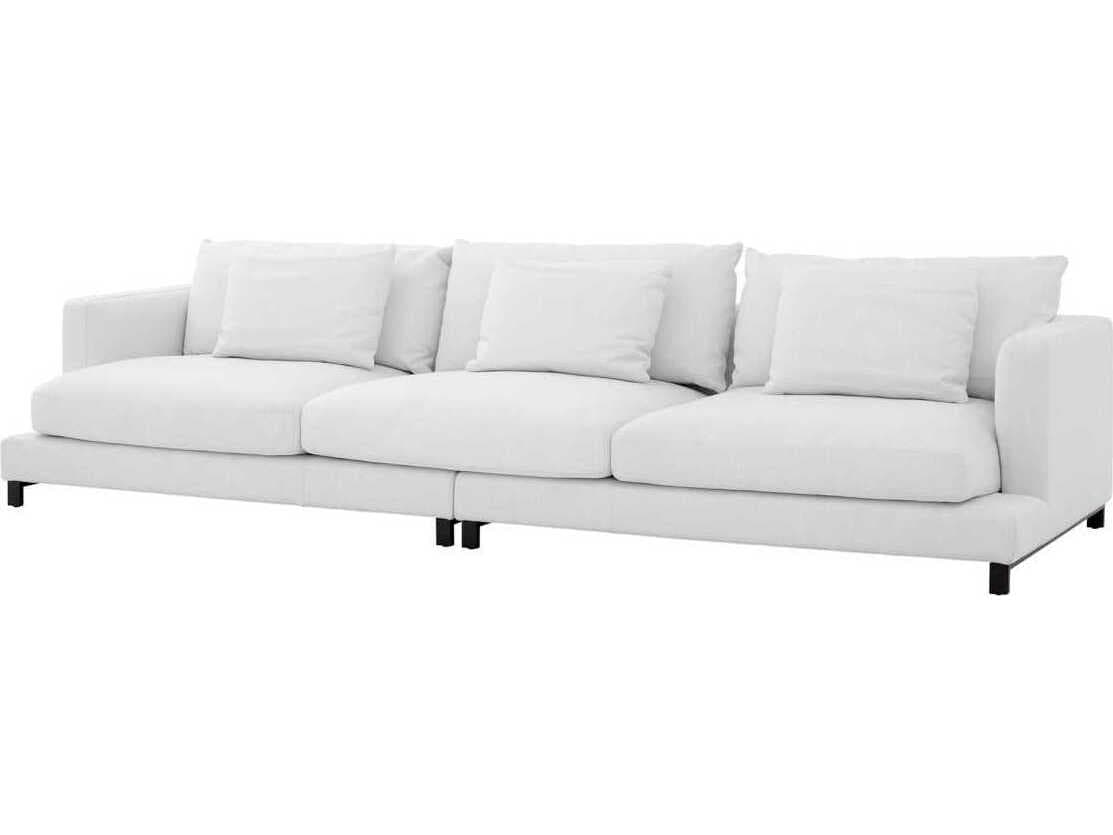 Eichholtz Burbury Avalon White Black Feet Upholstered Sofa