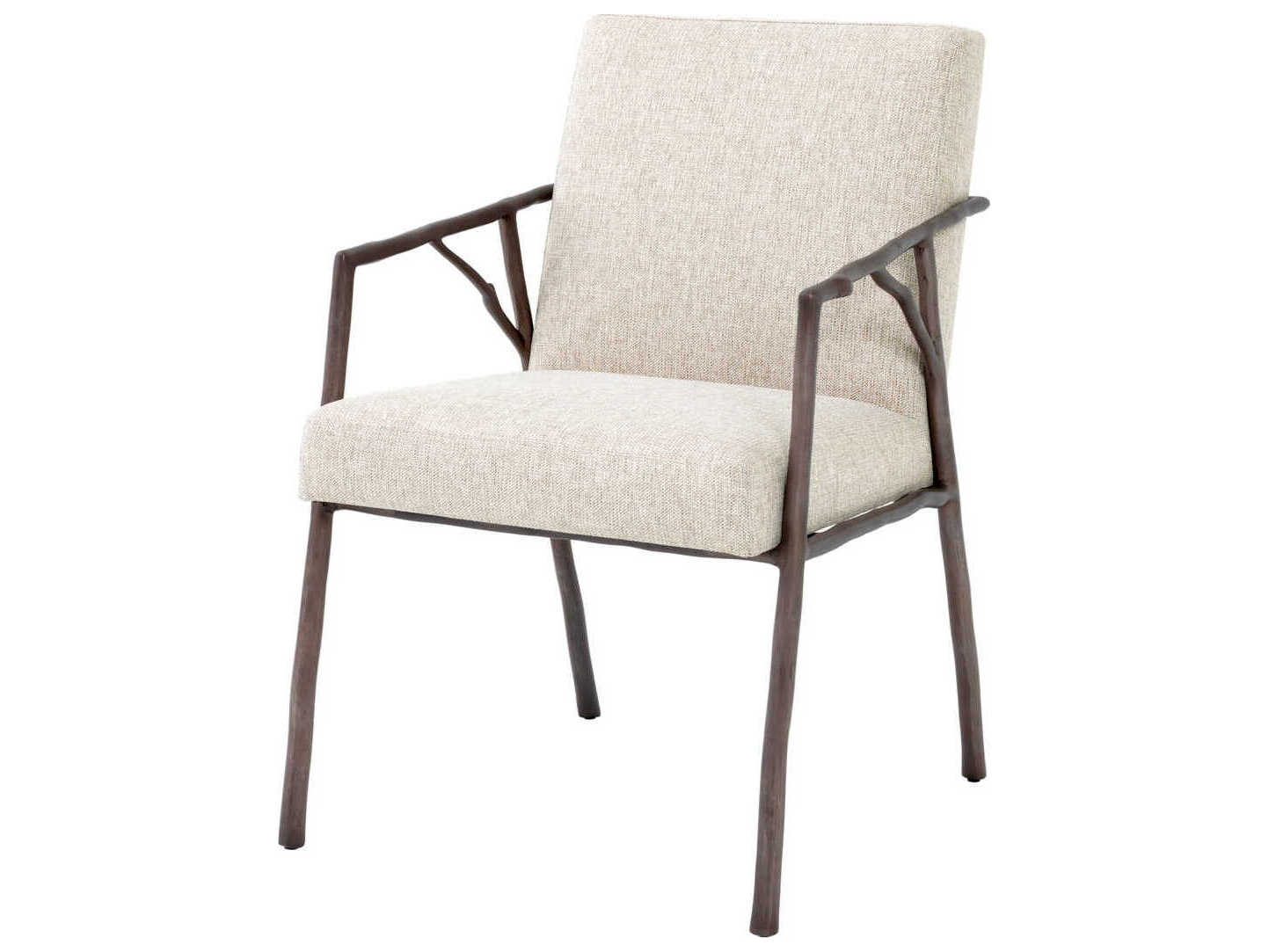 Eichholtz Antico Bronze Upholstered Arm Dining Chair