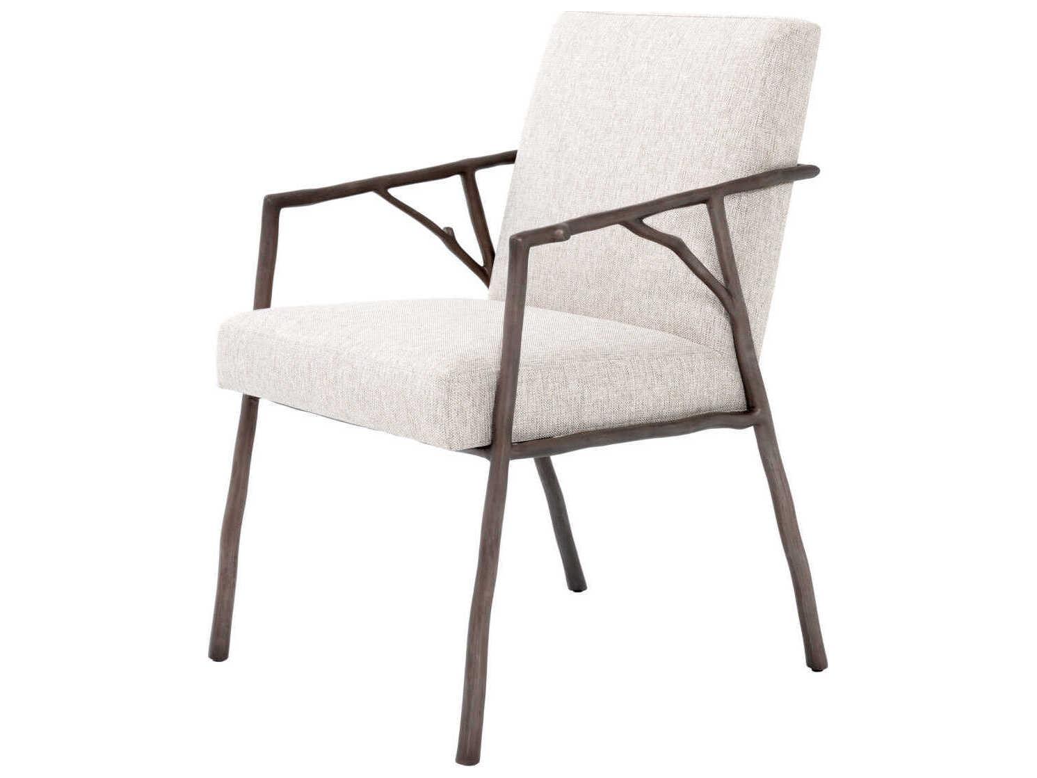 Eichholtz Antico Bronze Upholstered Arm Dining Chair
