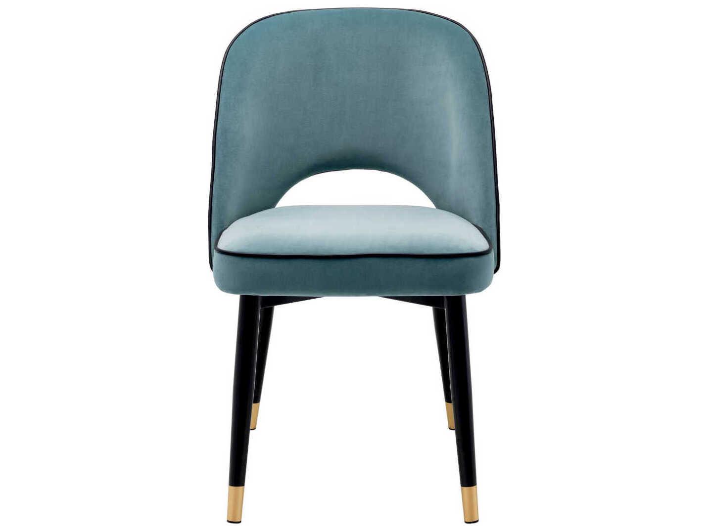 Eichholtz Cliff Blue Velvet Upholstered Armless Dining Chair Set of 2