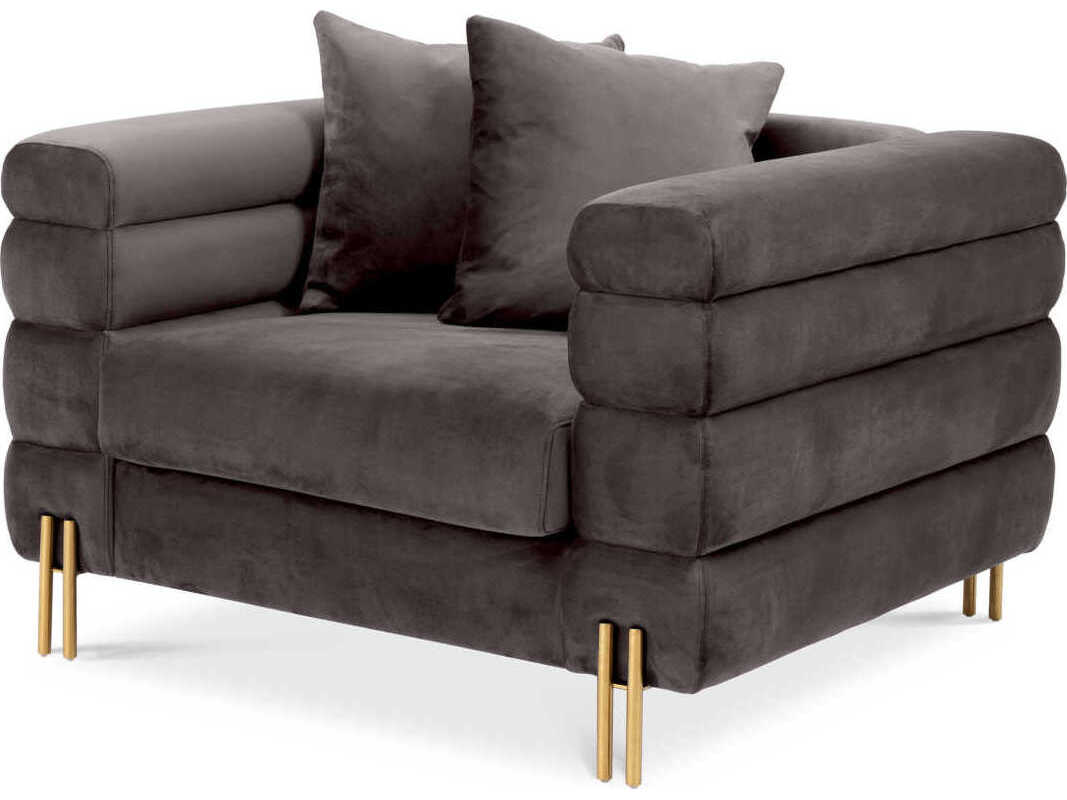 Eichholtz York Gray Velvet Chair and a Half