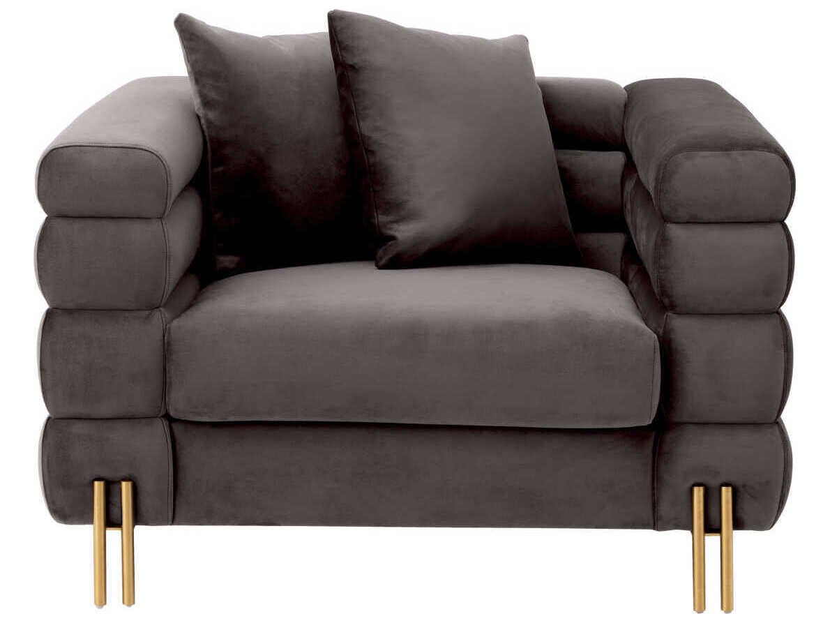 Eichholtz York Gray Velvet Chair and a Half