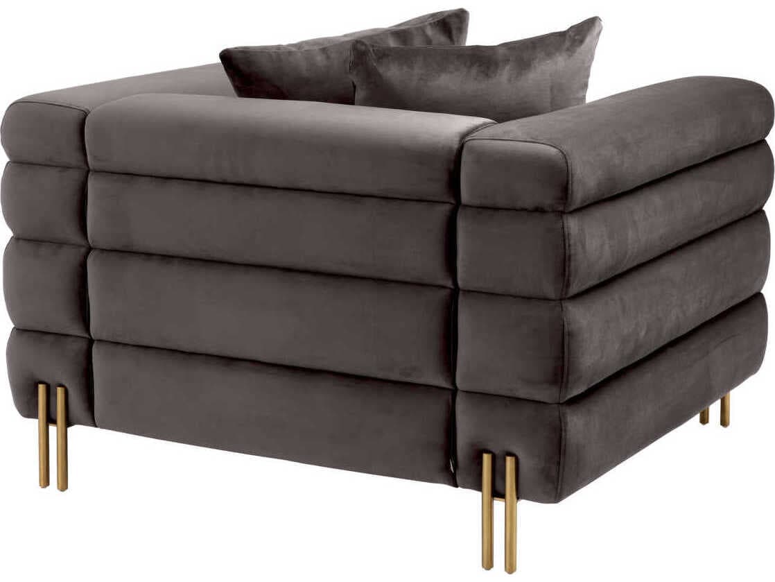 Eichholtz York Gray Velvet Chair and a Half