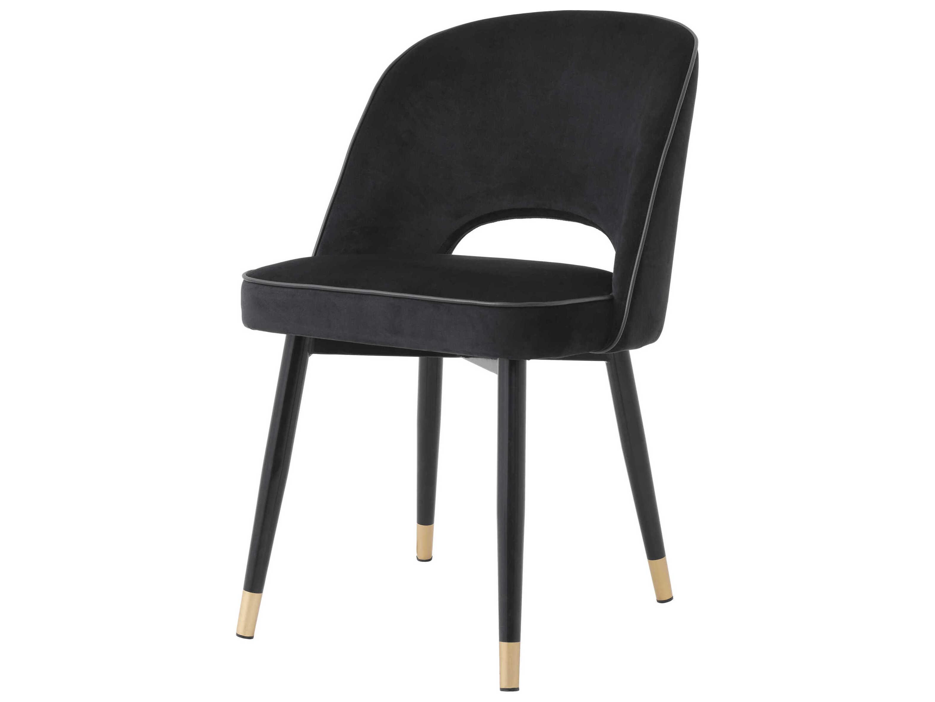 Eichholtz Cliff Black Velvet Upholstered Armless Dining Chair Set of 2