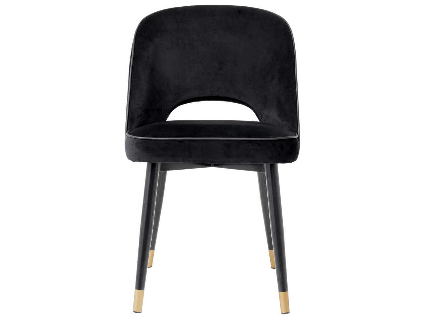 Eichholtz Cliff Black Velvet Upholstered Armless Dining Chair Set of 2
