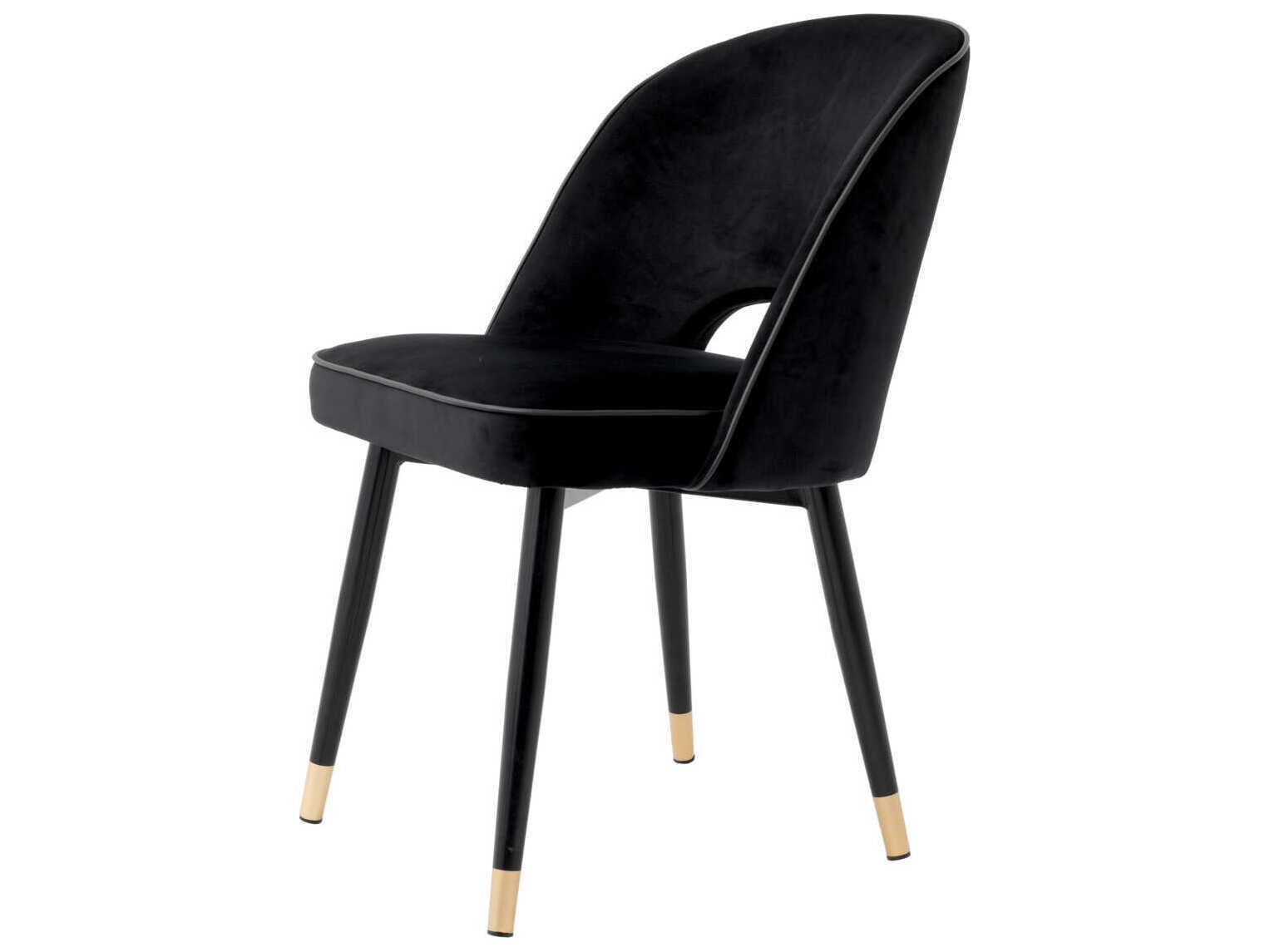 Eichholtz Cliff Black Velvet Upholstered Armless Dining Chair Set of 2