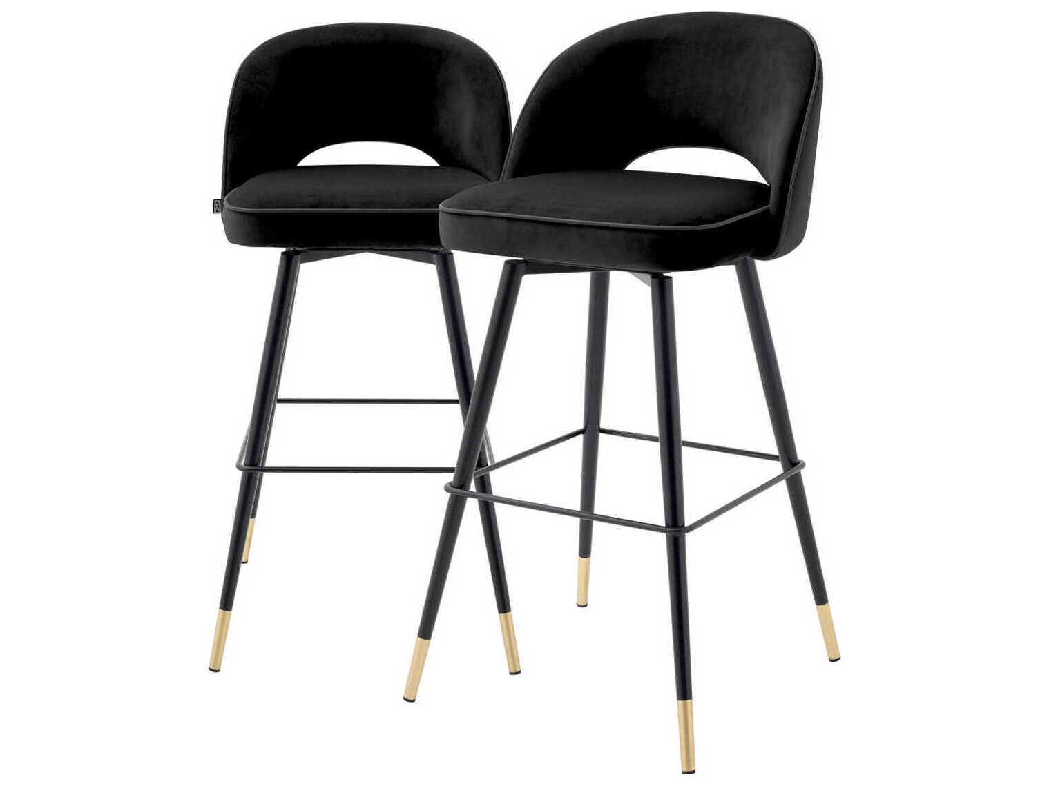 Eichholtz Cliff Velvet Upholstered Swivel Bar Stool Set of 2
