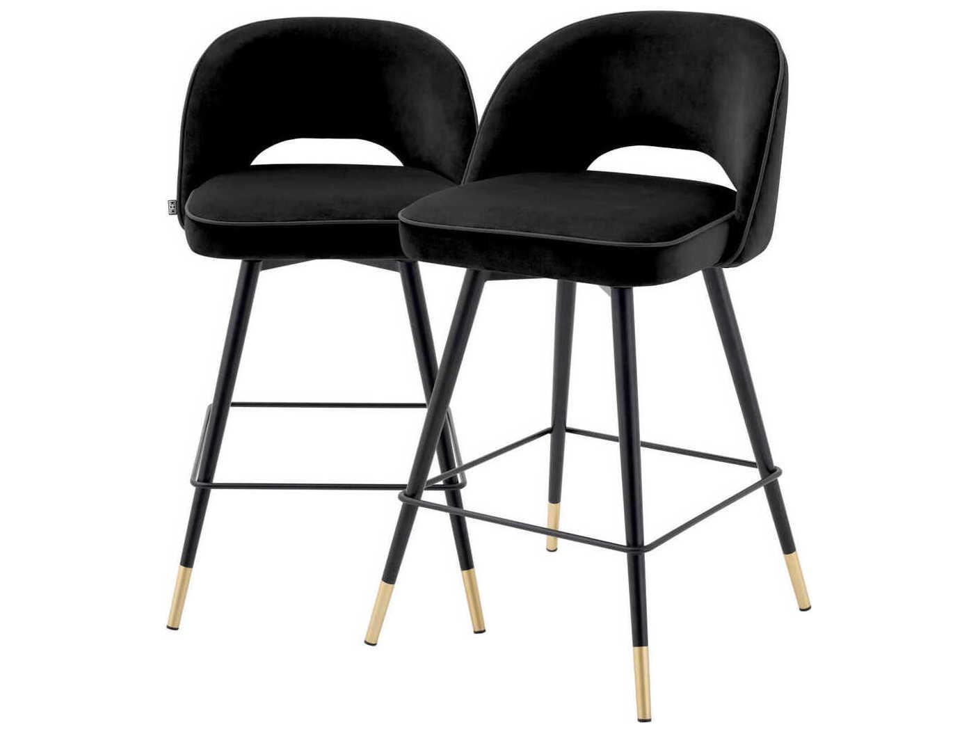 Eichholtz Cliff Velvet Upholstered Swivel Counter Stool Set of 2