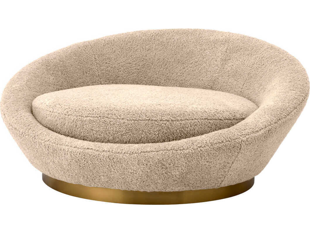 Eichholtz Duardo Canberra Sand Brushed Brass Base Beige Upholstered Sofa