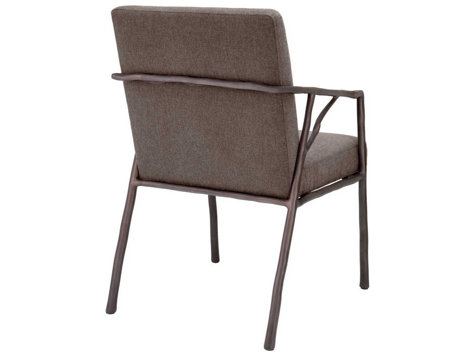 Eichholtz Antico Bronze Upholstered Arm Dining Chair