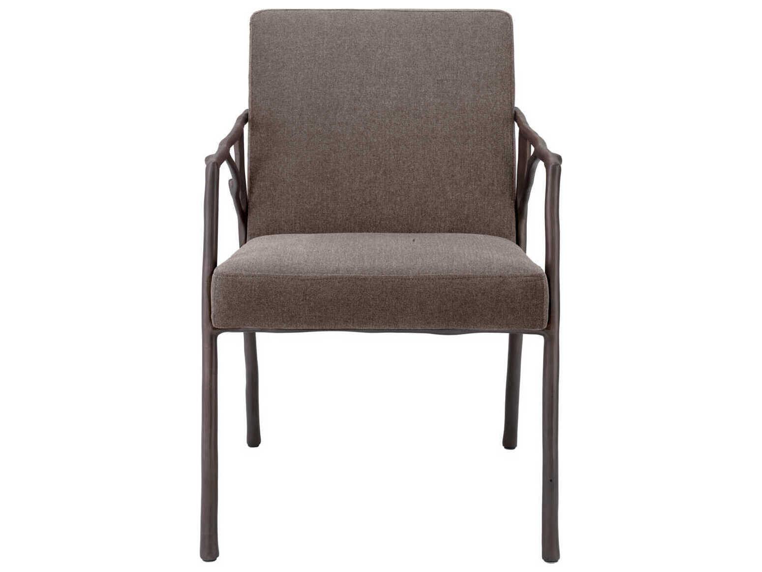 Eichholtz Antico Bronze Upholstered Arm Dining Chair