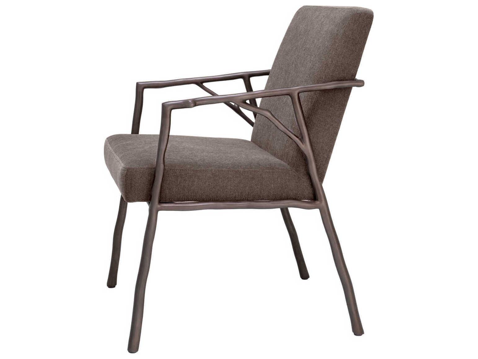 Eichholtz Antico Bronze Upholstered Arm Dining Chair