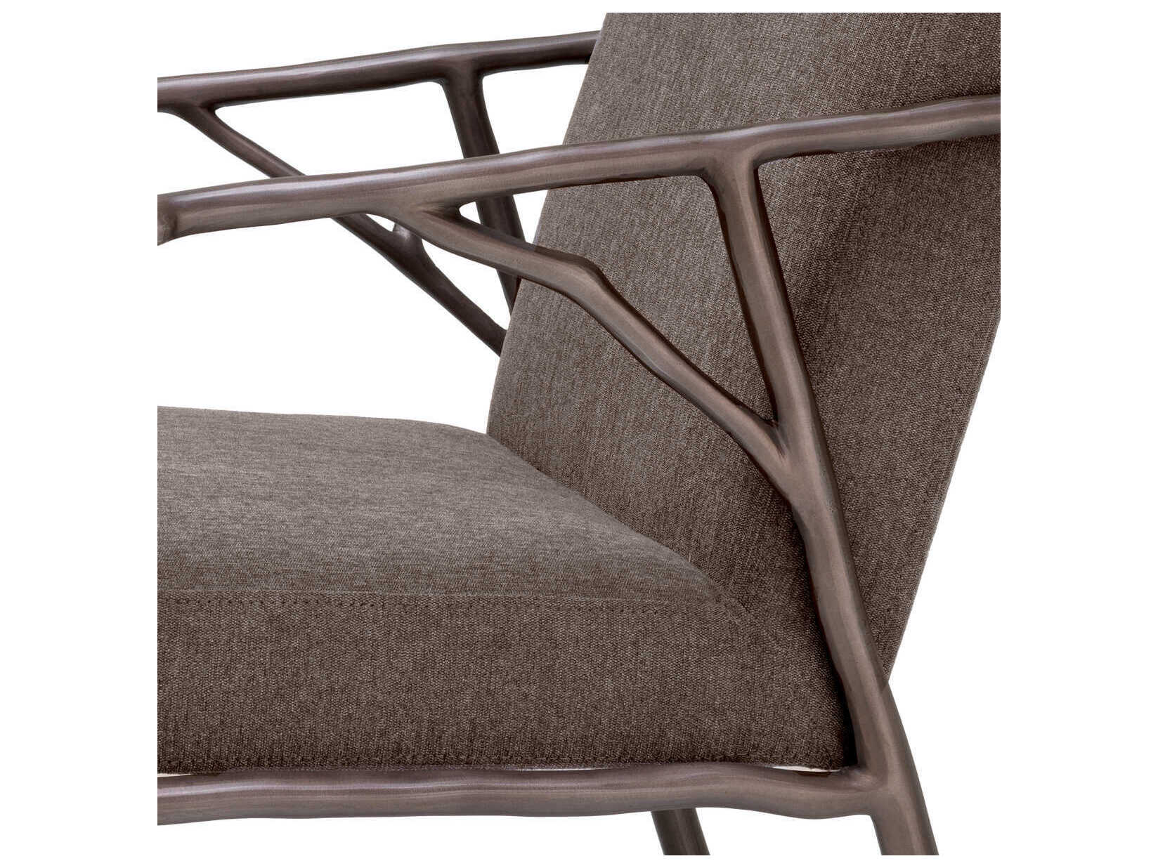 Eichholtz Antico Bronze Upholstered Arm Dining Chair