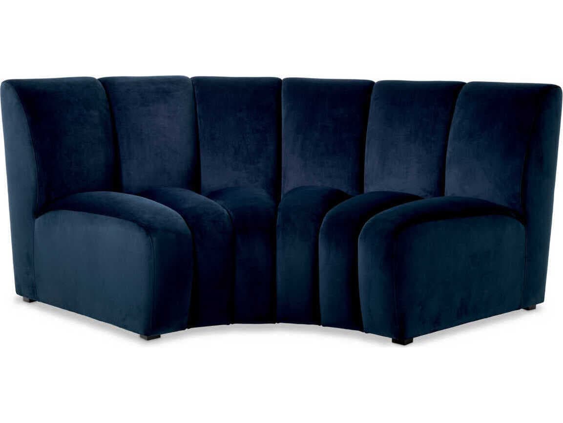 Eichholtz Lando Savona Midnight Blue Velvet Black Feet Upholstered Modular