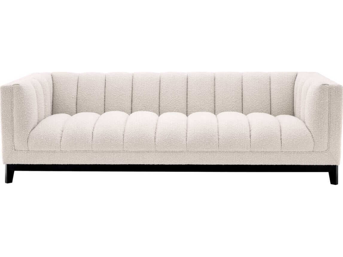Eichholtz Ditmar Boucle Cream Black Base Upholstered Sofa
