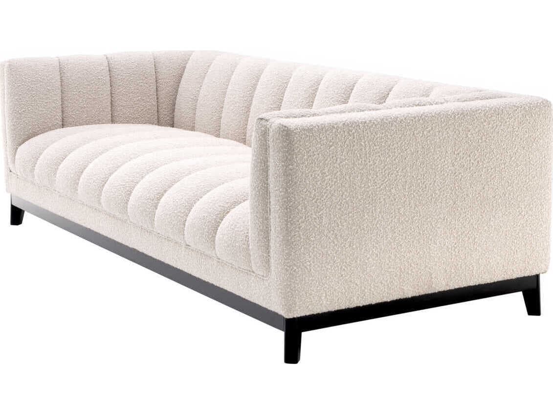 Eichholtz Ditmar Boucle Cream Black Base Upholstered Sofa