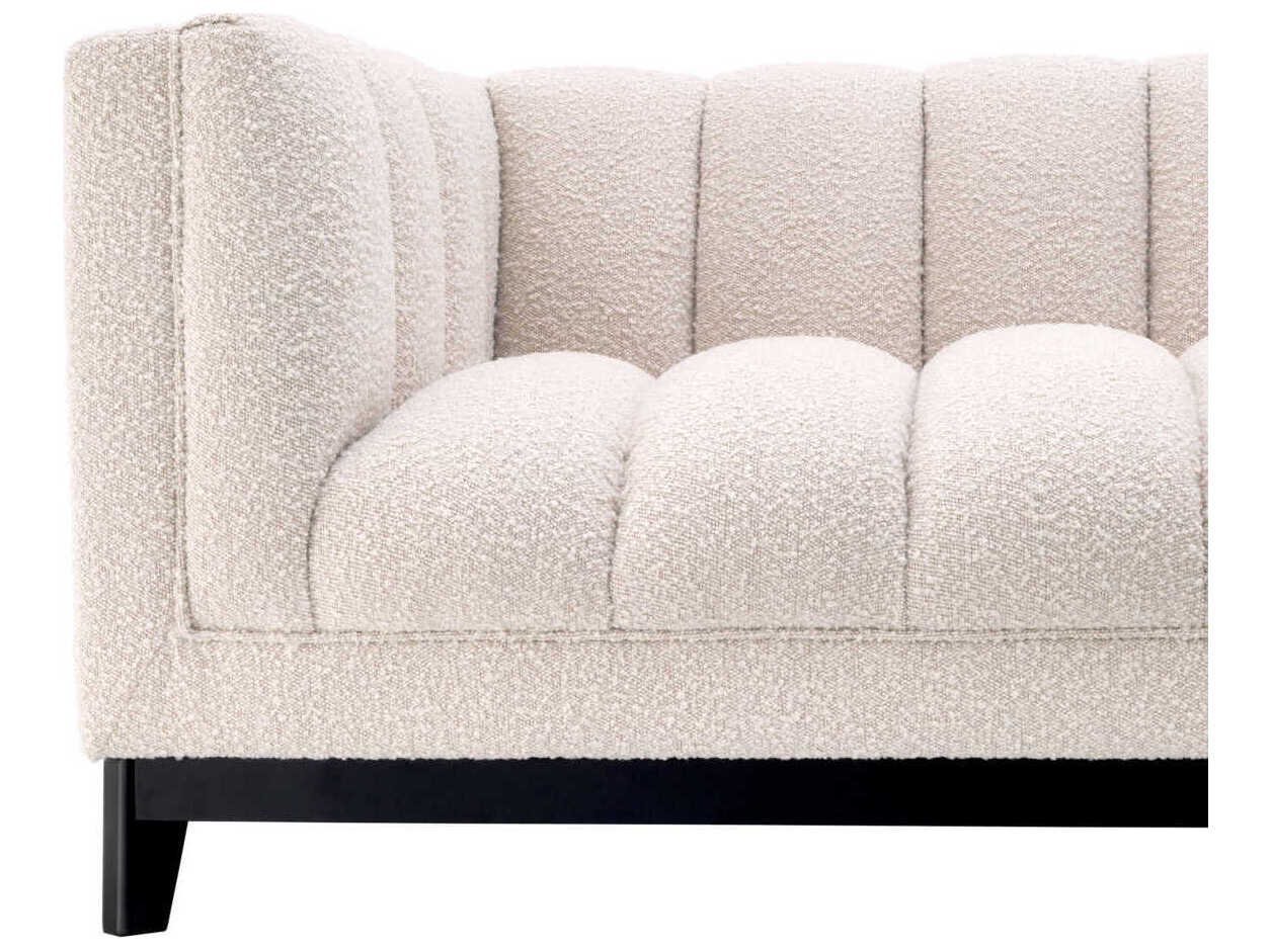Eichholtz Ditmar Boucle Cream Black Base Upholstered Sofa
