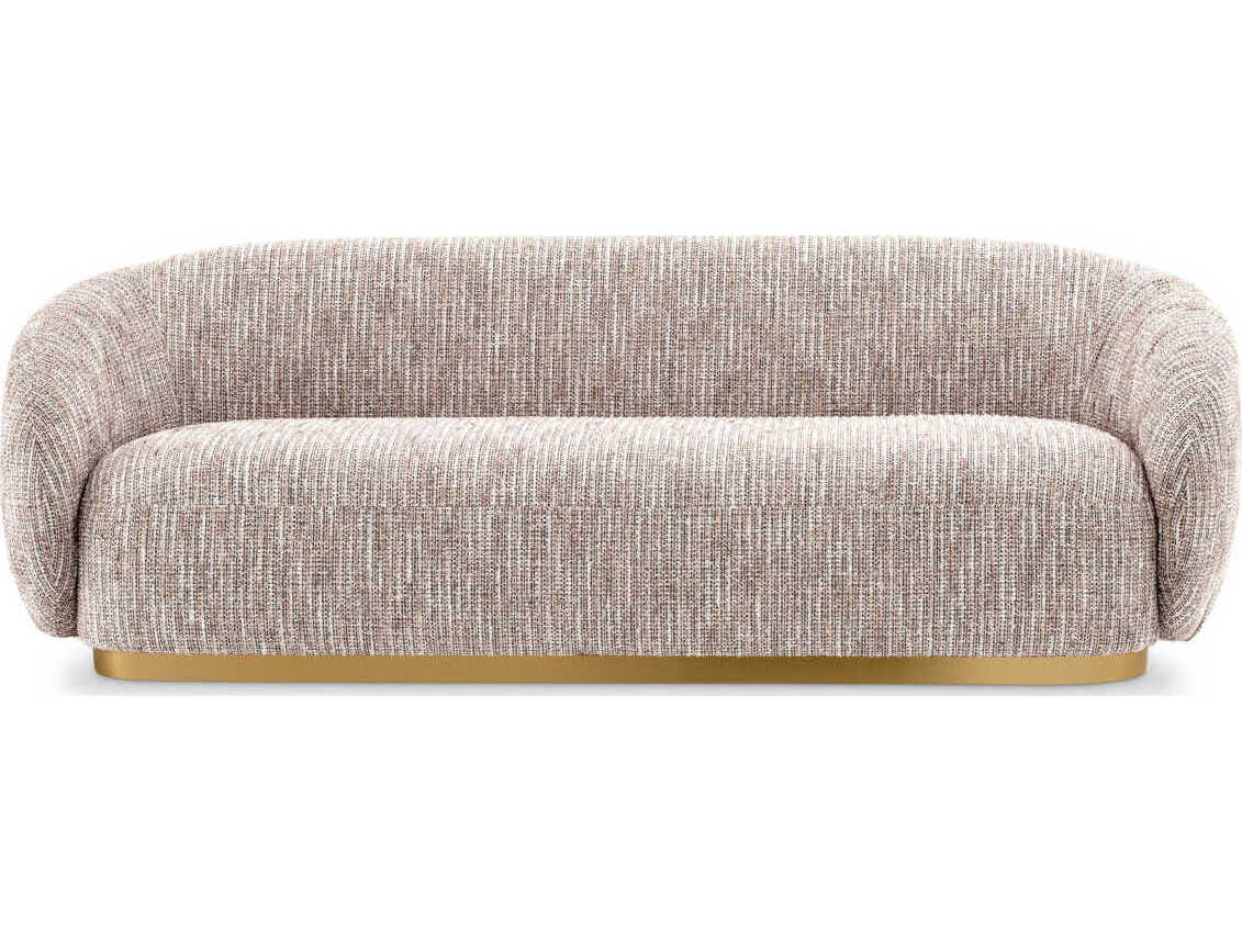 Eichholtz Brice Mademoiselle Beige Brushed Brass Base Upholstered Sofa
