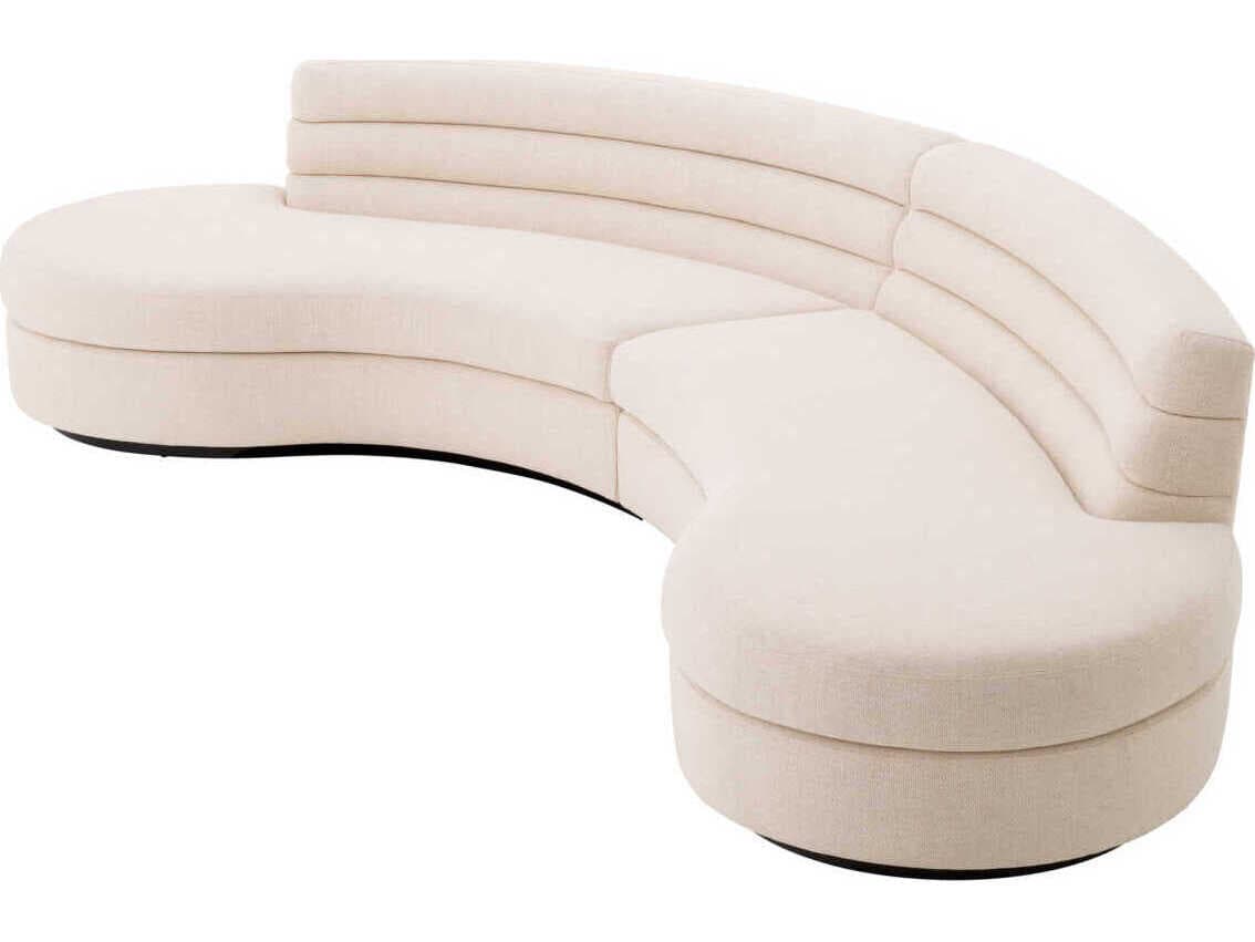 Eichholtz Lennox Pausa Natural Black Base Beige Upholstered Sofa