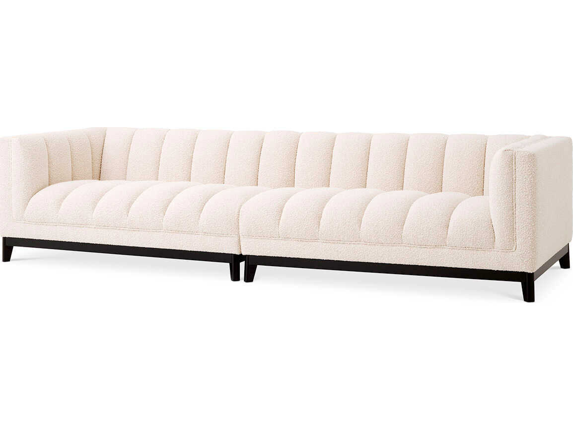 Eichholtz Ditmar Boucle Cream Black Base Upholstered Sofa
