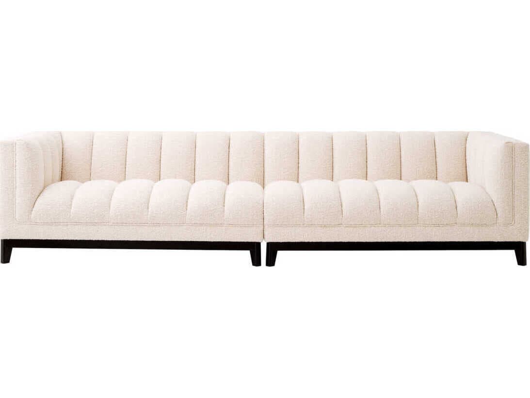 Eichholtz Ditmar Boucle Cream Black Base Upholstered Sofa