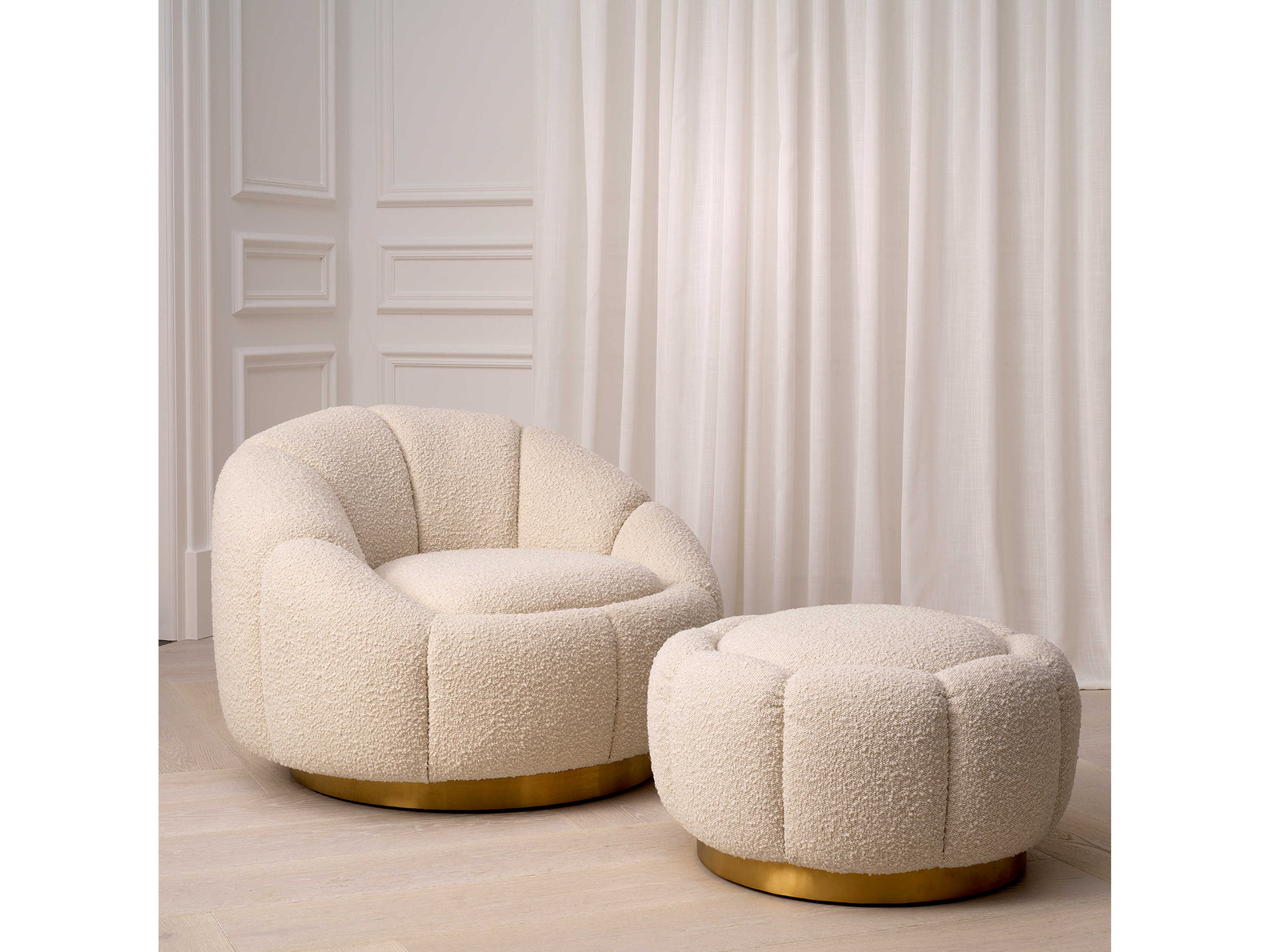 Eichholtz Inger Cream Upholstered Ottoman