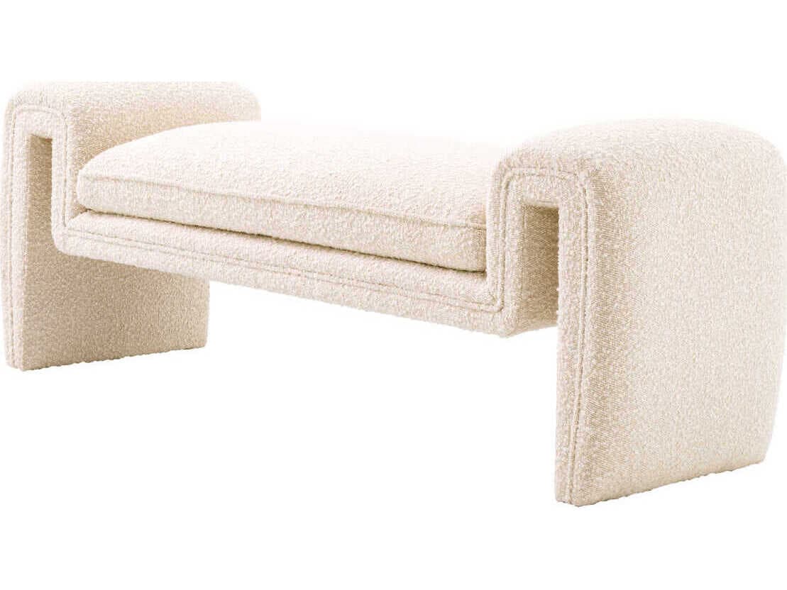 Eichholtz Tondo Boucle Cream Upholstered Accent Bench