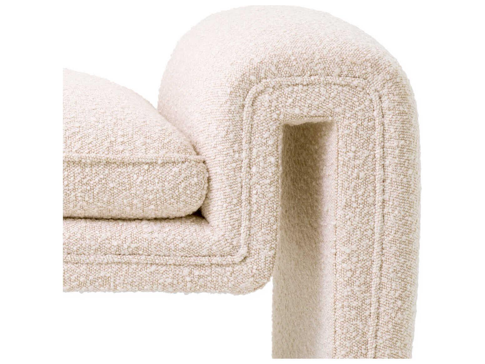 Eichholtz Tondo Boucle Cream Upholstered Accent Bench