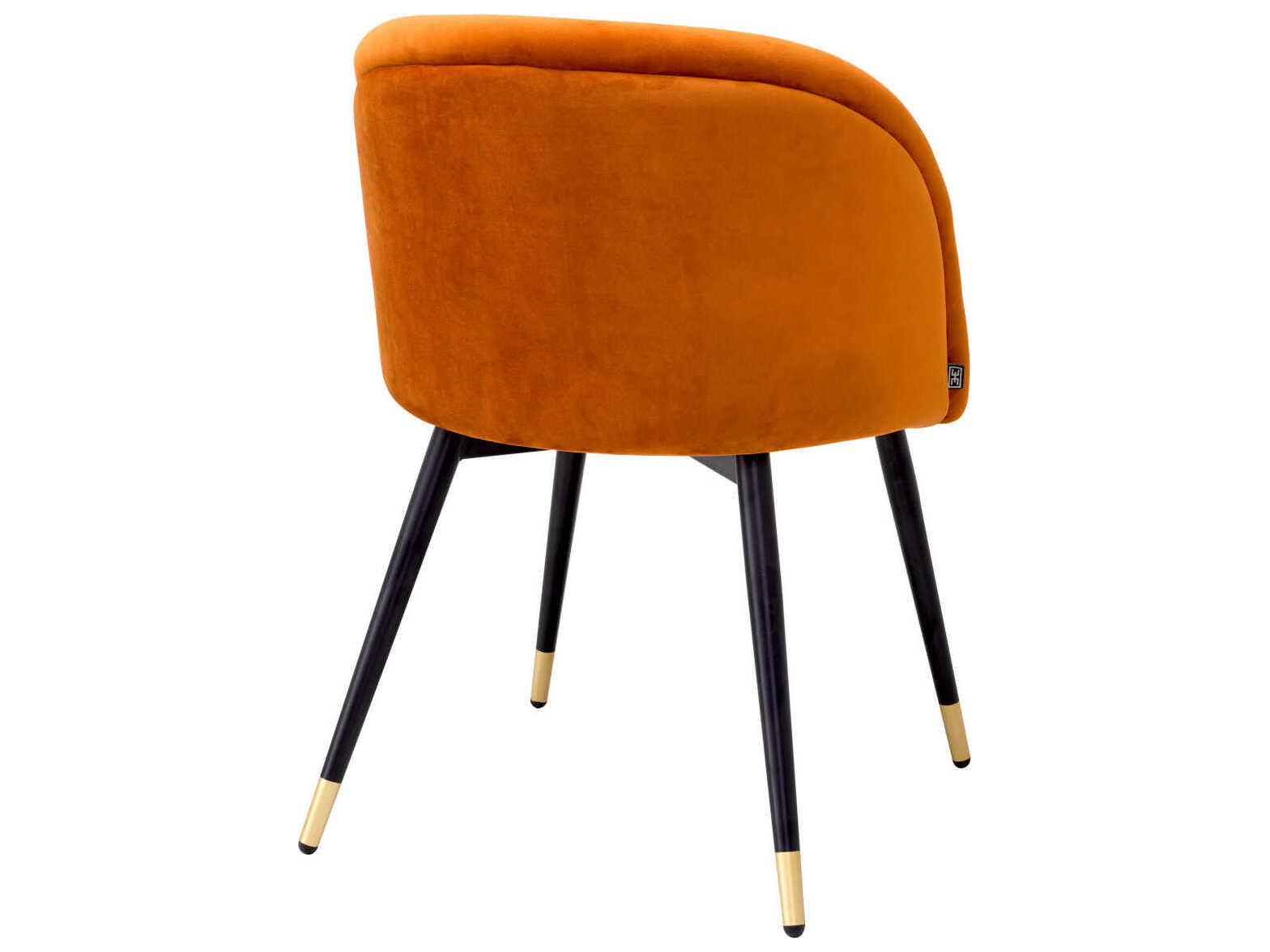Eichholtz Chloe Orange Velvet Upholstered Armless Dining Chair Set of 2