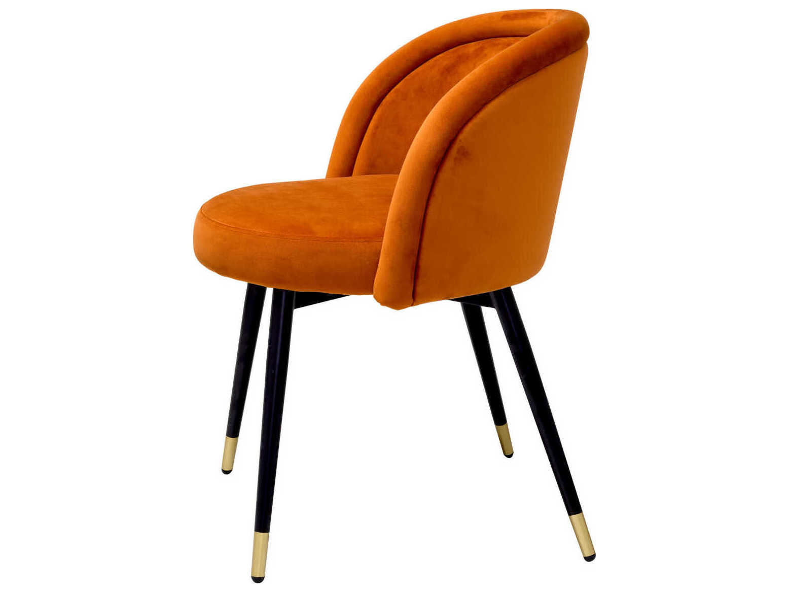Eichholtz Chloe Orange Velvet Upholstered Armless Dining Chair Set of 2