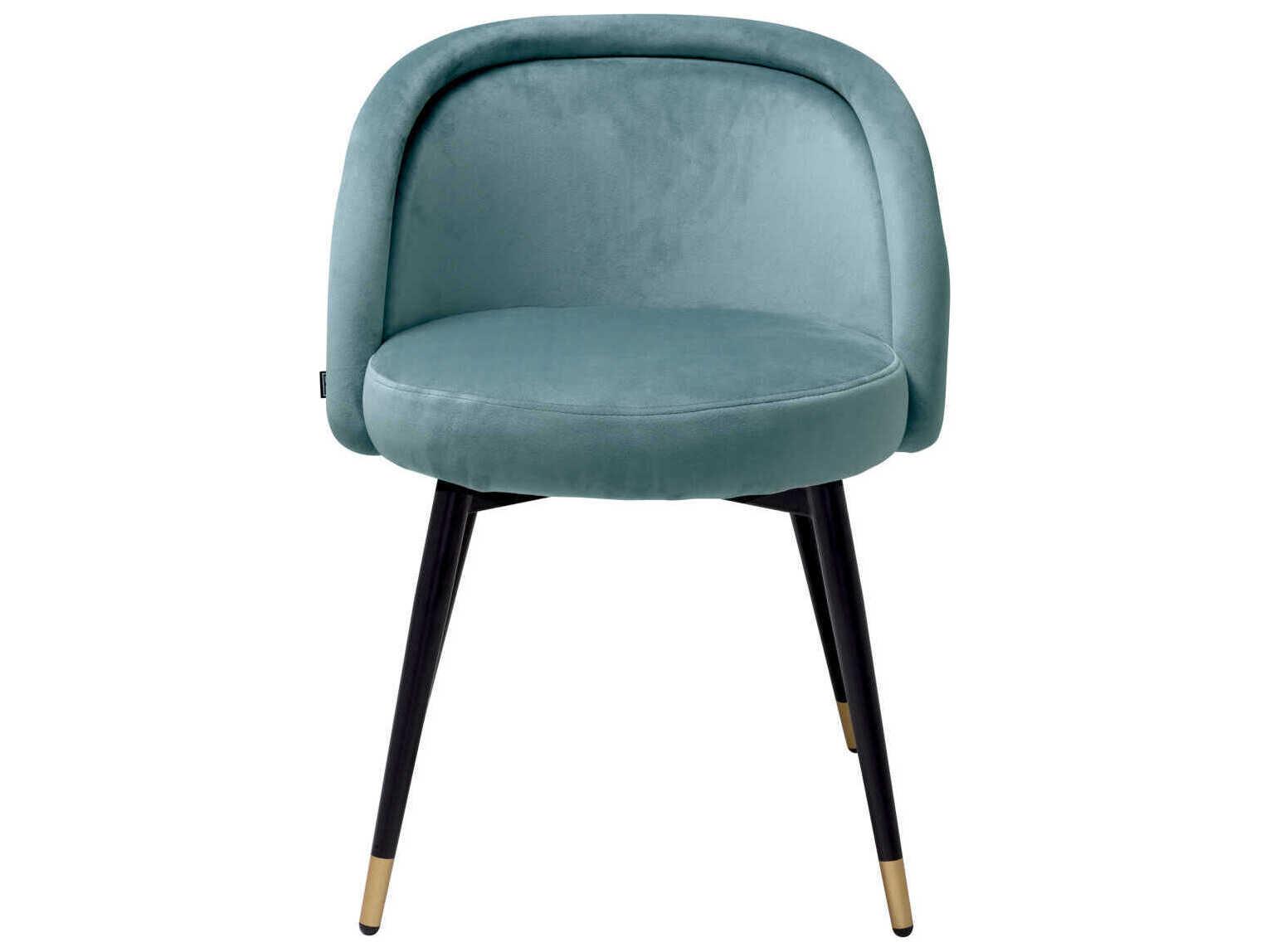 Eichholtz Chloe Blue Velvet Upholstered Armless Dining Chair Set of 2