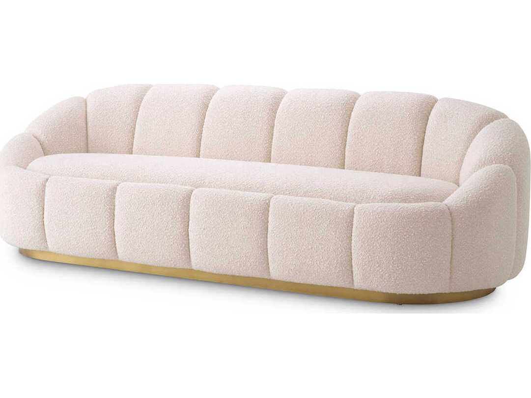 Eichholtz Inger Boucle Cream Brushed Brass Base Upholstered Sofa