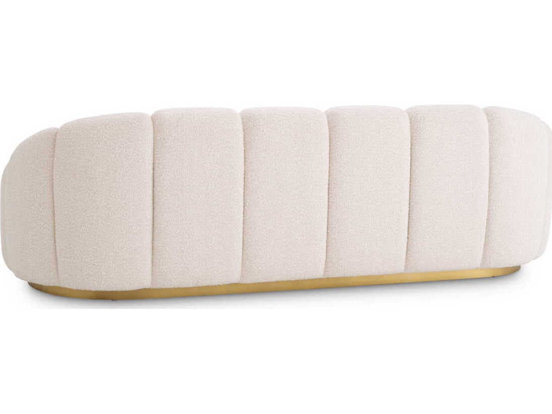 Eichholtz Inger Boucle Cream Brushed Brass Base Upholstered Sofa