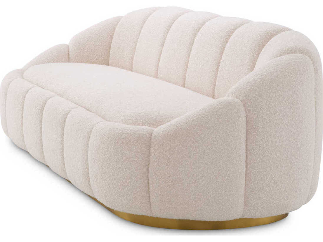 Eichholtz Inger Boucle Cream Brushed Brass Base Upholstered Sofa