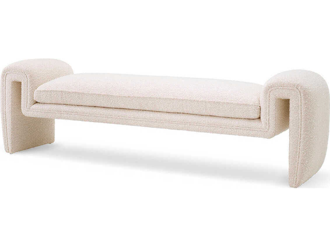 Eichholtz Tondo Boucle Cream Upholstered Accent Bench