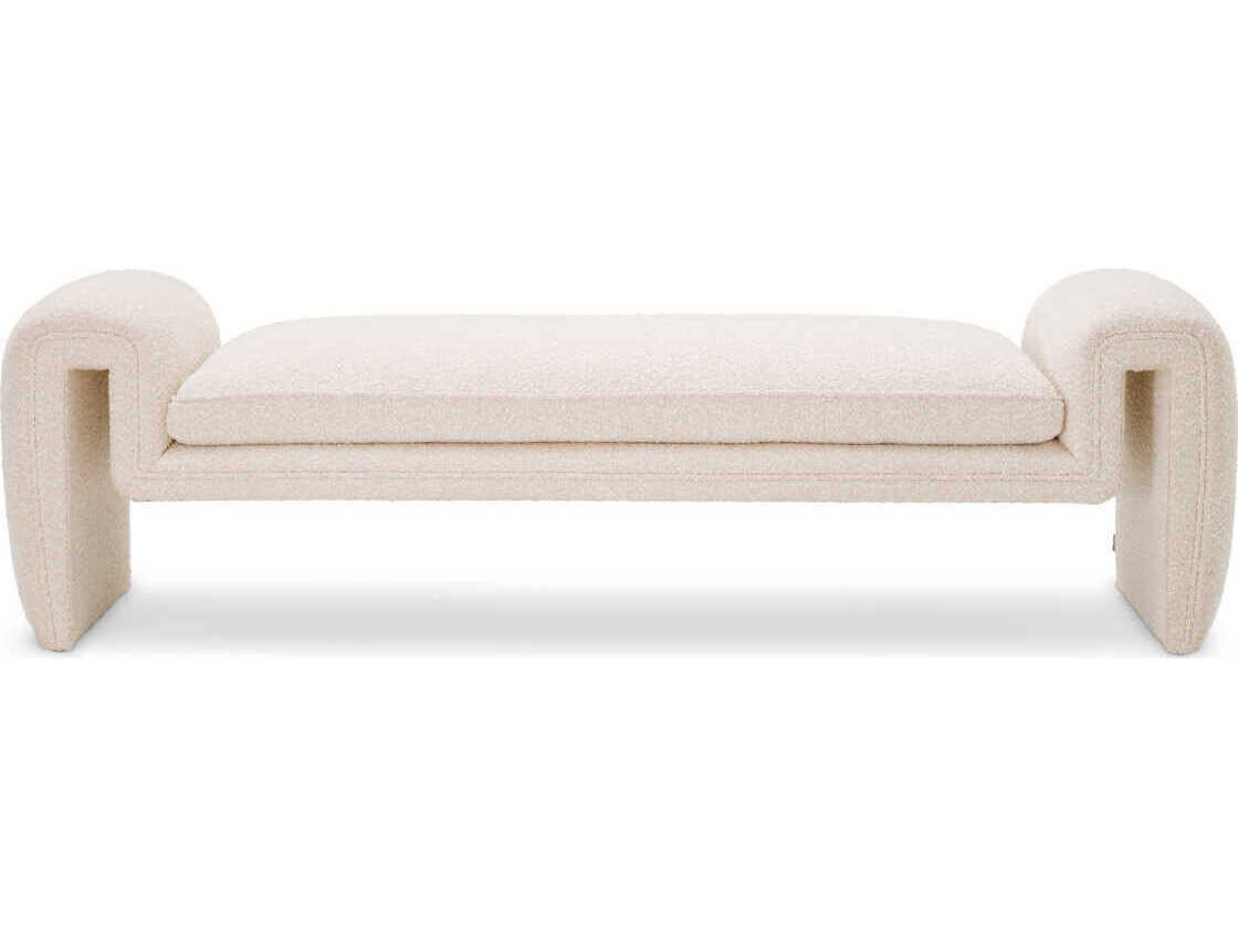 Eichholtz Tondo Boucle Cream Upholstered Accent Bench