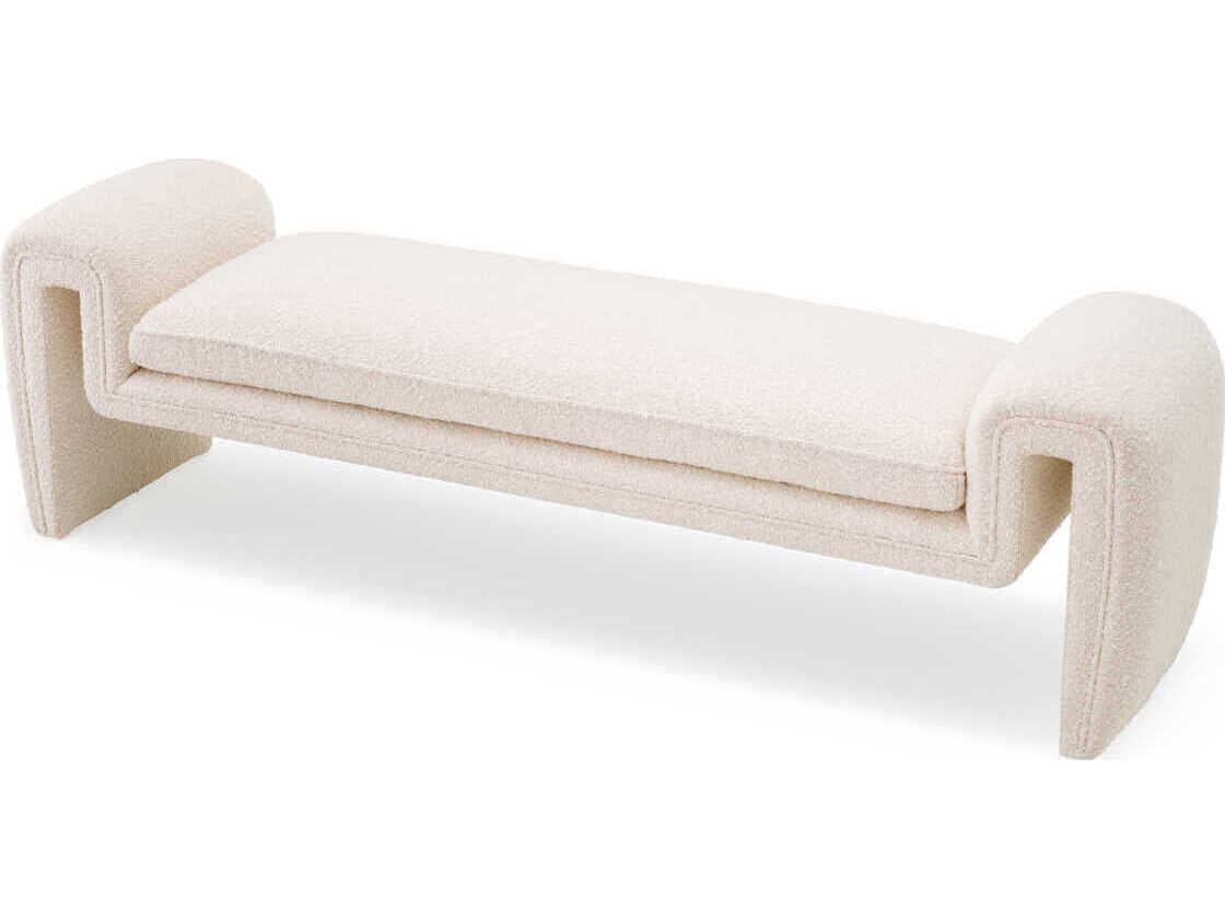 Eichholtz Tondo Boucle Cream Upholstered Accent Bench