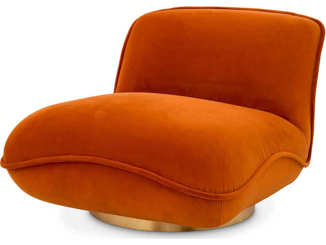 Eichholtz Relax Swivel Orange Velvet Accent Chair