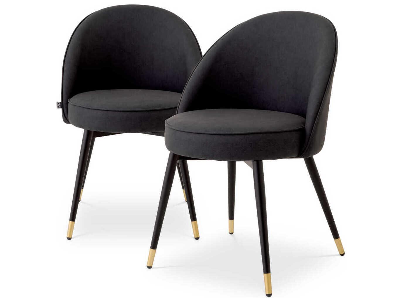 Eichholtz Cooper Black Faux Leather Armless Dining Chair Set of 2