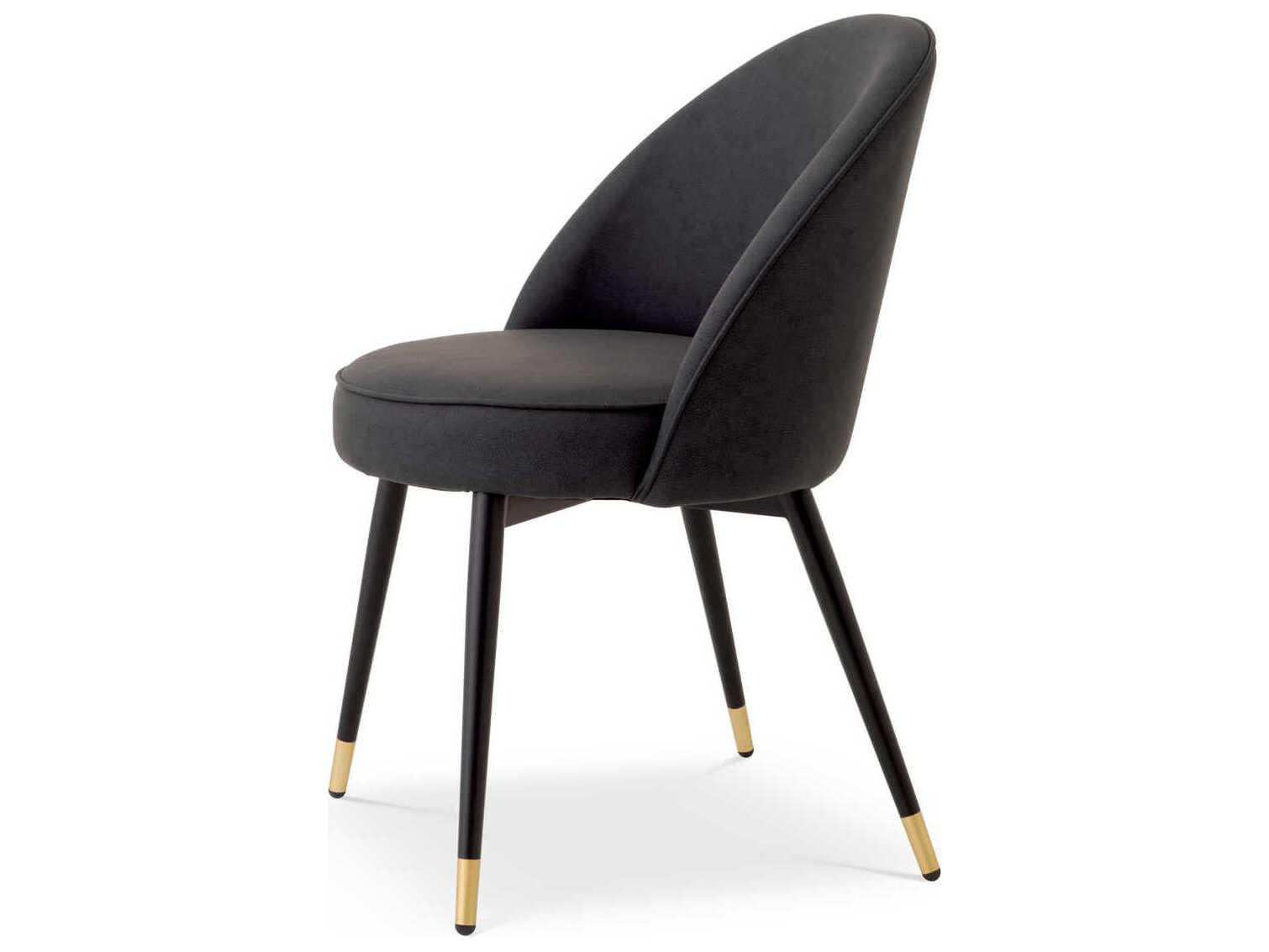 Eichholtz Cooper Black Faux Leather Armless Dining Chair Set of 2