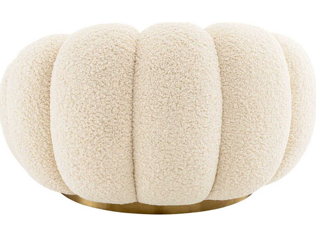 Eichholtz Mello Swivel Cream Faux Leather Accent Chair