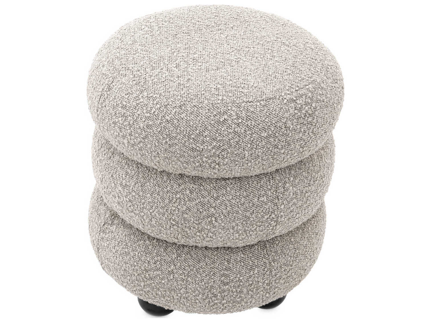 Eichholtz Tulum Boucle Grey Black Feet Upholstered Accent Stool
