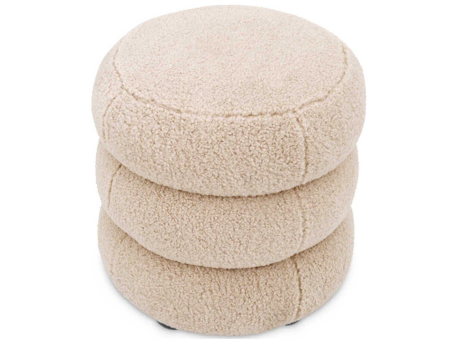 Eichholtz Tulum Brisbane Cream Black Feet Upholstered Accent Stool