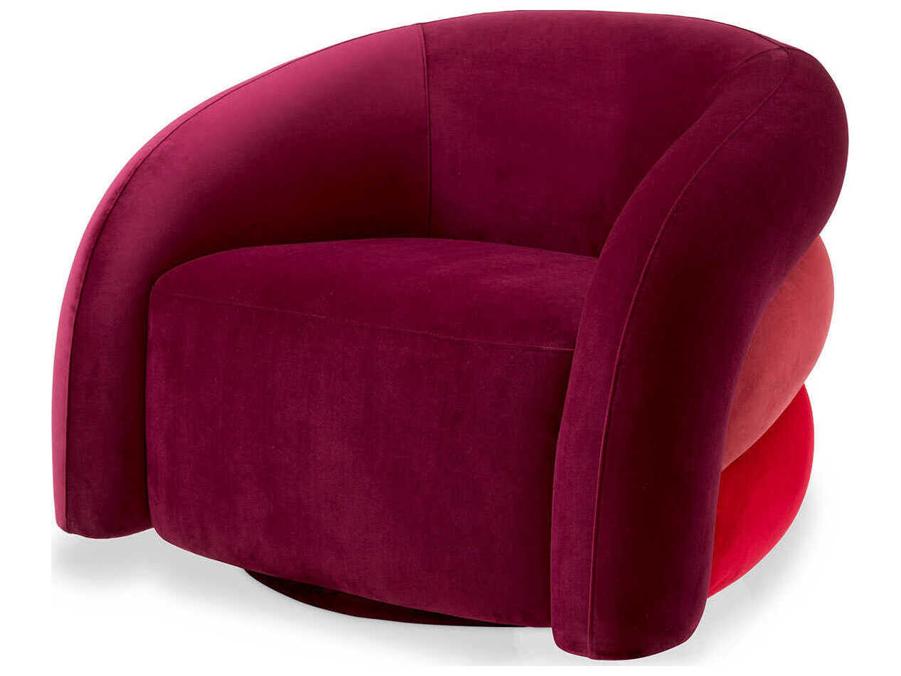Eichholtz Novelle Swivel Burgundy Velvet Accent Chair